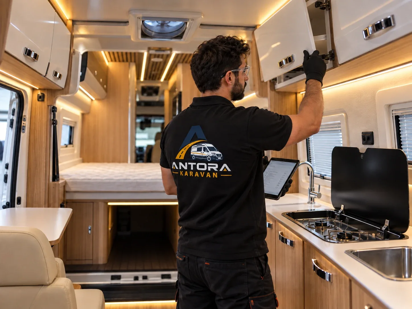 Karavan üst dolap montajı ve kalite kontrolü